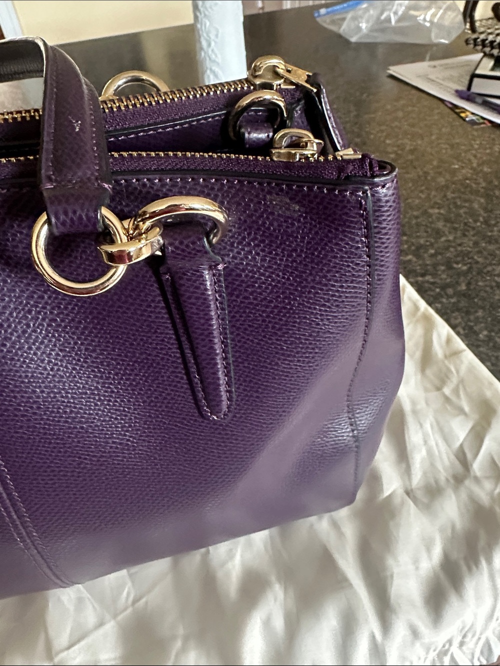 Coach Christie Purple Satchel with Gold Hardware F36637 - Picture 4 of 14
